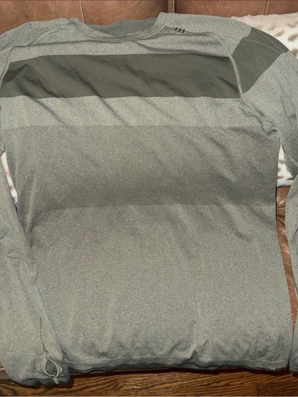 Lululemon Men's Heather Olive Green Striped Long Sleeve Top
